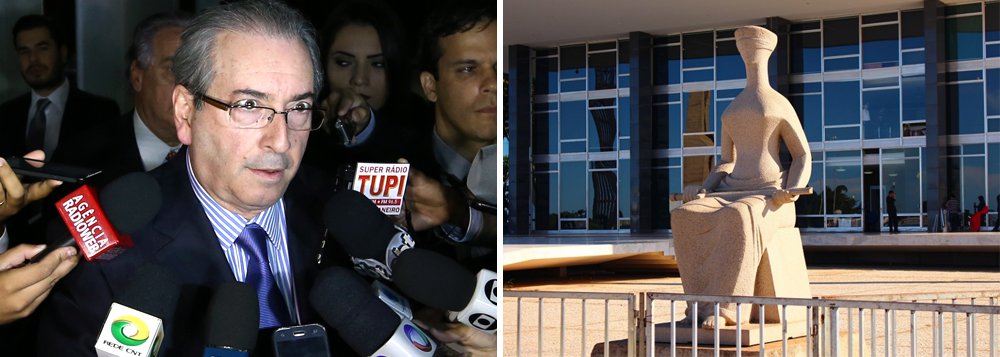 O Supremo Tribunal Federal (STF) julga o recurso no qual o presidente da Câmara, Eduardo Cunha (PMDB-RJ), pretende modificar o julgamento sobre as regras de tramitação do processo de impeachment da presidenta Dilma o peemedebista voltou a defender votação secreta para eleição da comissão e a obrigatoriedade do Senado de dar prosseguimento ao processo de impeachment; o Supremo já tinha invalidado a eleição da chapa avulsa integrada por deputados de oposição ao governo, para formação da comissão especial da Câmara dos Deputados que conduzirá o processo (Foto: Leonardo Lucena) O Supremo Tribunal Federal (STF) julga o recurso no qual o presidente da Câmara, Eduardo Cunha (PMDB-RJ), pretende modificar o julgamento sobre as regras de tramitação do processo de impeachment da presidenta Dilma o peemedebista voltou a defender votação secreta para eleição da comissão e a obrigatoriedade do Senado de dar prosseguimento ao processo de impeachment; o Supremo já tinha invalidado a eleição da chapa avulsa integrada por deputados de oposição ao governo, para formação da comissão especial da Câmara dos Deputados que conduzirá o processo