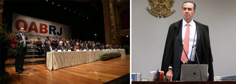 Ministro do Supremo Tribunal Federal (STF), Luís Roberto Barroso destacou que o país atravessa um momento difícil, mas não necessariamente ruim; "Acho que é possível que nós estejamos mudando o Brasil. É possível que nós estejamos elevando o patamar ético do Brasil. É possível que estejamos fazendo uma revolução silenciosa, tanto na ética pública, quanto na ética privada", analisou; segundo ele, o papel da Corte e da OAB é preservar as instituições e ter certeza de que tudo ocorra de acordo com a Constituição, as leis e as normas aplicadas: “Se isso ocorrer, tudo será legítimo”; o STF deve divulgar nesta quarta-feira a decisão sobre o rito do processo de impeachment da presidente Dilma Rousseff (Foto: Roberta Namour) Ministro do Supremo Tribunal Federal (STF), Luís Roberto Barroso destacou que o país atravessa um momento difícil, mas não necessariamente ruim; "Acho que é possível que nós estejamos mudando o Brasil. É possível que nós estejamos elevando o patamar ético do Brasil. É possível que estejamos fazendo uma revolução silenciosa, tanto na ética pública, quanto na ética privada", analisou; segundo ele, o papel da Corte e da OAB é preservar as instituições e ter certeza de que tudo ocorra de acordo com a Constituição, as leis e as normas aplicadas: “Se isso ocorrer, tudo será legítimo”; o STF deve divulgar nesta quarta-feira a decisão sobre o rito do processo de impeachment da presidente Dilma Rousseff