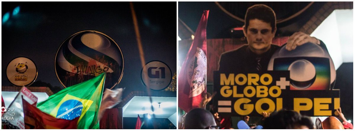 "Nós, do Levante Popular da Juventude, deixamos marcado na faixada da TV Sergipe o recado de que não esquecemos o que a Rede Globo e suas filiais fizeram durante a ditadura e que não permitiremos que isto se repita", diz o texto de Laryssa Sampaio, do LPJ; "Derramamos tinta vermelha simbolizando o sangue de todas e todos aqueles que lutaram e morreram contra a ditadura e em defesa da democracia e de uma outra sociedade"; a entidade critica o golpe contra o governo Dilma e afirma que a juventude tem o papel de denunciar quem são os "inimigos" do povo (Foto: Leonardo Lucena) "Nós, do Levante Popular da Juventude, deixamos marcado na faixada da TV Sergipe o recado de que não esquecemos o que a Rede Globo e suas filiais fizeram durante a ditadura e que não permitiremos que isto se repita", diz o texto de Laryssa Sampaio, do LPJ; "Derramamos tinta vermelha simbolizando o sangue de todas e todos aqueles que lutaram e morreram contra a ditadura e em defesa da democracia e de uma outra sociedade"; a entidade critica o golpe contra o governo Dilma e afirma que a juventude tem o papel de denunciar quem são os "inimigos" do povo