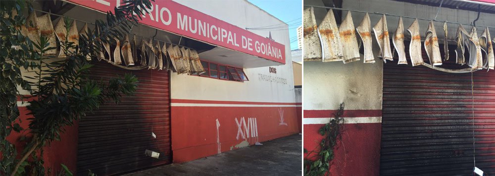 Dirigentes da sigla suspeitam de “ataque terrorista” de grupos que pedem o impeachment da presidente Dilma Rousseff; o incêndio atingiu a fachada do imóvel, que fica a poucos metros do local de concentração de ato pró Dilma convocado para esta sexta-feira (18) na capital goiana; PM foi acionada para verificar se há danos na parte interna (Foto: Realle Palazzo-Martini) Dirigentes da sigla suspeitam de “ataque terrorista” de grupos que pedem o impeachment da presidente Dilma Rousseff; o incêndio atingiu a fachada do imóvel, que fica a poucos metros do local de concentração de ato pró Dilma convocado para esta sexta-feira (18) na capital goiana; PM foi acionada para verificar se há danos na parte interna