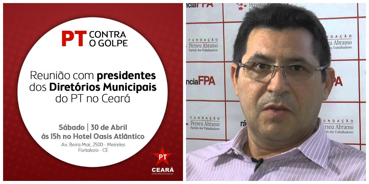O objetivo da reunião é discutir com os presidentes dos diretórios municiais do PT a realização de atividades no interior do Ceará para enfrentar o golpe contra o governo da presidenta Dilma Rousseff, articulado principalmente pelo vice-presidente Michel Temer e pelo presidente da Câmara Federal, deputado Eduardo Cunha, com o apoio de setores da mídia conservadora e de grupos e partidos de direita e extrema direita. O presidente do PT, Fco. de Assis Diniz, vai conduzir a reunião que deverá contar com a presença das principais lideranças do partido no Ceará (Foto: Fatima 247) O objetivo da reunião é discutir com os presidentes dos diretórios municiais do PT a realização de atividades no interior do Ceará para enfrentar o golpe contra o governo da presidenta Dilma Rousseff, articulado principalmente pelo vice-presidente Michel Temer e pelo presidente da Câmara Federal, deputado Eduardo Cunha, com o apoio de setores da mídia conservadora e de grupos e partidos de direita e extrema direita. O presidente do PT, Fco. de Assis Diniz, vai conduzir a reunião que deverá contar com a presença das principais lideranças do partido no Ceará