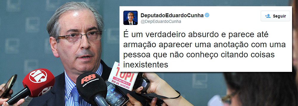 Segundo a Procuradoria-Geral da República, uma anotação apreendida na casa de Diogo Ferreira, chefe de gabinete do senador Delcídio do Amaral (PT-MS), indica que o presidente da Câmara dos Deputados, Eduardo Cunha (PMDB-RJ), teria recebido R$ 45 milhões do banco BTG Pactual; pelo Twitter, Cunha disse que trata-se de um "verdadeiro absurdo" e que "parece uma armação" (Foto: Roberta Namour) Segundo a Procuradoria-Geral da República, uma anotação apreendida na casa de Diogo Ferreira, chefe de gabinete do senador Delcídio do Amaral (PT-MS), indica que o presidente da Câmara dos Deputados, Eduardo Cunha (PMDB-RJ), teria recebido R$ 45 milhões do banco BTG Pactual; pelo Twitter, Cunha disse que trata-se de um "verdadeiro absurdo" e que "parece uma armação"