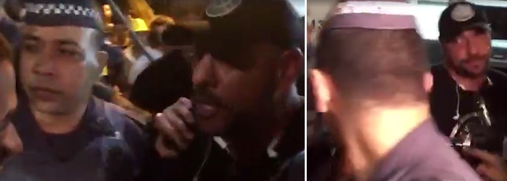 Marcello Reis, líder do grupo Revoltados On Line, foi expulso e hostilizado por manifestantes, após pedir que o protesto seja dispersado na sexta-feira (18), por conta do ato pró-governo organizado por movimentos sociais e avisado previamente ao poder público; chamado de "petista e comunista", Marcello teve de sair da Paulista escoltado por policiais militares; também foi acusado de ser pago pelo tucano Aécio Neves: "Quem paga tudo é o Aécio" (Foto: Roberta Namour) Marcello Reis, líder do grupo Revoltados On Line, foi expulso e hostilizado por manifestantes, após pedir que o protesto seja dispersado na sexta-feira (18), por conta do ato pró-governo organizado por movimentos sociais e avisado previamente ao poder público; chamado de "petista e comunista", Marcello teve de sair da Paulista escoltado por policiais militares; também foi acusado de ser pago pelo tucano Aécio Neves: "Quem paga tudo é o Aécio"