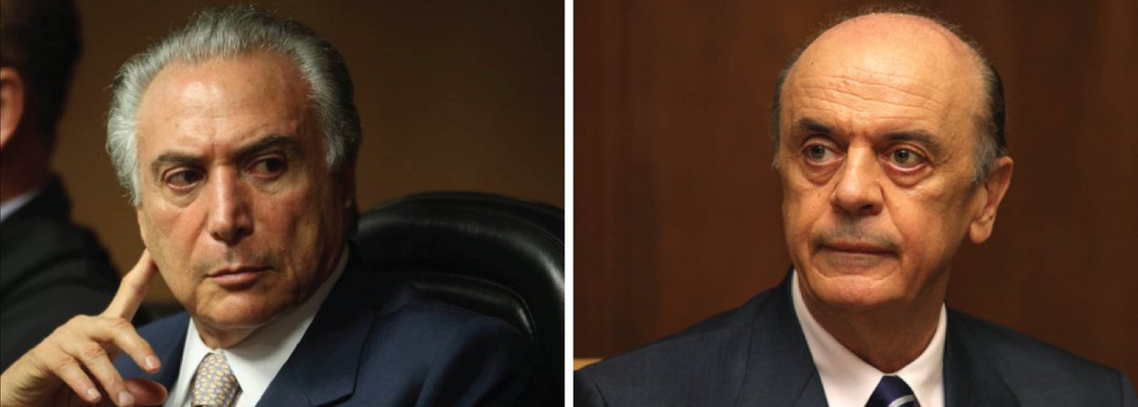 Por meio do PMDB Nacional, o vice-presidente Michel Temer mandou um recado em alto e bom som para o senador José Serra (PSDB-SP): "PMDB declara que Michel Temer não tem porta voz. Não discute cenários políticos para o futuro governo e não delegou a ninguém anúncio de decisões sobre sua vida pública", disse Temer; "Quando, se tiver que anunciar algum posicionamento, ele mesmo o fará, pessoalmente, sem intermediários", completa; ao jornal Estado de S. Paulo, Serra atropelou a articulação entre PMDB e PSDB e já adiantou medidas que o eventual "governo Temer" deveria tomar, como se comprometer a não concorrer à reeleição, não interferir nas disputas municipais deste ano, não promover uma caça às bruxas e montar um Ministério "surpreendente" (Foto: Aquiles Lins) Por meio do PMDB Nacional, o vice-presidente Michel Temer mandou um recado em alto e bom som para o senador José Serra (PSDB-SP): "PMDB declara que Michel Temer não tem porta voz. Não discute cenários políticos para o futuro governo e não delegou a ninguém anúncio de decisões sobre sua vida pública", disse Temer; "Quando, se tiver que anunciar algum posicionamento, ele mesmo o fará, pessoalmente, sem intermediários", completa; ao jornal Estado de S. Paulo, Serra atropelou a articulação entre PMDB e PSDB e já adiantou medidas que o eventual "governo Temer" deveria tomar, como se comprometer a não concorrer à reeleição, não interferir nas disputas municipais deste ano, não promover uma caça às bruxas e montar um Ministério "surpreendente"