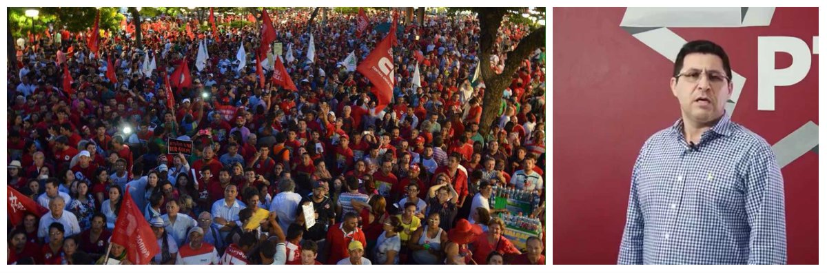 O presidente do PT Ceará, Francisco de Assis Diniz, está convicto que a ação dos movimentos sociais em ocupar as ruas não permitirá que aconteça o golpe. Para ele, a decisão do STF, na noite de ontem, só serviu para reforçar a força militante dos que defendem a democracia. "Minha palavra de ordem é: o povo na rua o golpe recua" (Foto: Fatima 247) O presidente do PT Ceará, Francisco de Assis Diniz, está convicto que a ação dos movimentos sociais em ocupar as ruas não permitirá que aconteça o golpe. Para ele, a decisão do STF, na noite de ontem, só serviu para reforçar a força militante dos que defendem a democracia. "Minha palavra de ordem é: o povo na rua o golpe recua"
