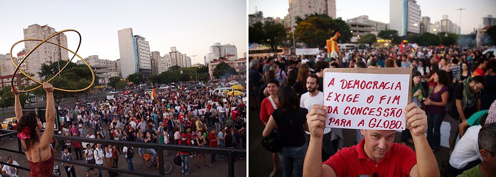 A partir da perspectiva de que a cultura é um importante instrumento na luta contra repressões e na busca por direitos, milhares de artistas se reuniram em Porto Alegre no ato Cultura pela Democracia; a manifestação cultural começou no Largo Zumbi dos Palmares, onde aconteceram os primeiros shows e intervenções artísticas, e transformou-se em um cortejo pelas ruas da Cidade Baixa, até o Centro Municipal de Cultura, na avenida Erico Verissimo, onde as apresentações continuam (Foto: Leonardo Lucena) A partir da perspectiva de que a cultura é um importante instrumento na luta contra repressões e na busca por direitos, milhares de artistas se reuniram em Porto Alegre no ato Cultura pela Democracia; a manifestação cultural começou no Largo Zumbi dos Palmares, onde aconteceram os primeiros shows e intervenções artísticas, e transformou-se em um cortejo pelas ruas da Cidade Baixa, até o Centro Municipal de Cultura, na avenida Erico Verissimo, onde as apresentações continuam