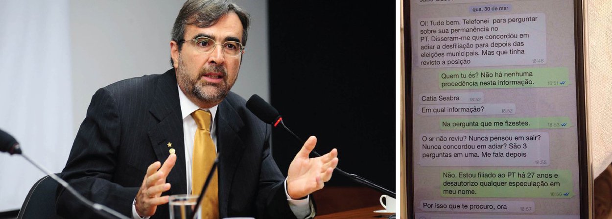 Deputado divulgou um breve diálogo pelo Whatsapp entre ele e uma jornalista da Folha de S. Paulo em que ele nega sua saída do PT; a reportagem do jornal, assinada por Catia Seabra, fala em um "desembarque coletivo" de deputados do partido; segundo Henrique Fontana (PT-RS), a matéria "foi montada e mentirosa"; "Diante do exposto, informo que vou requerer junto à direção da Folha de São Paulo o direito de resposta que a lei me faculta para recolocar a verdade. Informo ainda que processarei a jornalista, que de maneira antiética distorceu e manipulou conteúdo refutando a mim opiniões que não expressei", anunciou (Foto: Leonardo Lucena) Deputado divulgou um breve diálogo pelo Whatsapp entre ele e uma jornalista da Folha de S. Paulo em que ele nega sua saída do PT; a reportagem do jornal, assinada por Catia Seabra, fala em um "desembarque coletivo" de deputados do partido; segundo Henrique Fontana (PT-RS), a matéria "foi montada e mentirosa"; "Diante do exposto, informo que vou requerer junto à direção da Folha de São Paulo o direito de resposta que a lei me faculta para recolocar a verdade. Informo ainda que processarei a jornalista, que de maneira antiética distorceu e manipulou conteúdo refutando a mim opiniões que não expressei", anunciou