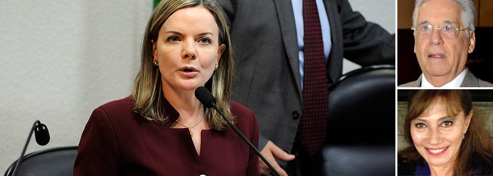 Senadora Gleisi Hoffmann (PT-PR) diz que as revelações da jornalista Mirian Dutra, ex-amante de Fernando Henrique Cardoso, são só o fio da meada de um novelo de "interesses privados sustentados por favores públicos na era tucana do poder"; "Isso tudo será investigado? Qualquer denúncia que chega pela imprensa, via declaração ou delação, às portas do Ministério Público ou Judiciário contra integrantes do governo ou do PT é milimetricamente explorada e investigada", compara (Foto: Gleisi Hoffmann) www.brasil247.com - Senadora Gleisi Hoffmann (PT-PR) diz que as revelações da jornalista Mirian Dutra, ex-amante de Fernando Henrique Cardoso, são só o fio da meada de um novelo de "interesses privados sustentados por favores públicos na era tucana do poder"; "Isso tudo será investigado? Qualquer denúncia que chega pela imprensa, via declaração ou delação, às portas do Ministério Público ou Judiciário contra integrantes do governo ou do PT é milimetricamente explorada e investigada", compara