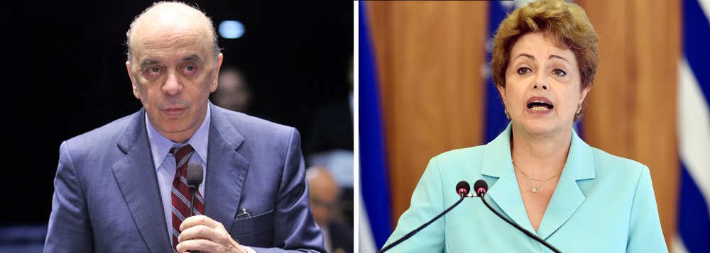 Senador tucano José Serra aponta o governo Michel Temer como o caminho para “restabelecer a estabilidade política e enfrentar a crise” e diz que a permanência de Dilma seria uma tragédia: “É hora de a presidente encarar as duas tragédias que a espreitam: salvar-se, mantendo o País acorrentado na desesperança; ou deixar o mandato, criando a possibilidade de que o Brasil, com alguma sorte e juízo de suas lideranças, consiga retomar os caminhos do desenvolvimento” (Foto: Roberta Namour) Senador tucano José Serra aponta o governo Michel Temer como o caminho para “restabelecer a estabilidade política e enfrentar a crise” e diz que a permanência de Dilma seria uma tragédia: “É hora de a presidente encarar as duas tragédias que a espreitam: salvar-se, mantendo o País acorrentado na desesperança; ou deixar o mandato, criando a possibilidade de que o Brasil, com alguma sorte e juízo de suas lideranças, consiga retomar os caminhos do desenvolvimento”