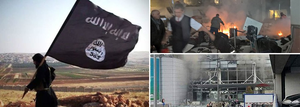 Grupo terrorista Estado Islâmico reivindicou os atentados que mataram cerca de 30 pessoas e deixaram mais de 130 feridos ncapital da Bélgica, Bruxelas, nesta terça-feira (22); duas explosões atingiram o Aeroporto Internacional de Bruxelas e uma terceira bomba explodiu em um trem de metrô na estação de Maelbeek (Foto: Paulo Emílio) Grupo terrorista Estado Islâmico reivindicou os atentados que mataram cerca de 30 pessoas e deixaram mais de 130 feridos ncapital da Bélgica, Bruxelas, nesta terça-feira (22); duas explosões atingiram o Aeroporto Internacional de Bruxelas e uma terceira bomba explodiu em um trem de metrô na estação de Maelbeek