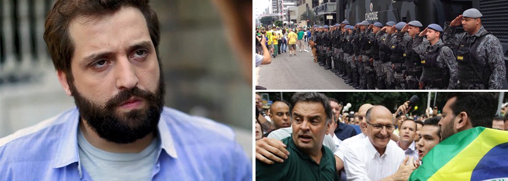 Colunista Gregorio Duvivier lembra da pauta das manifestações de junho de 2013 e sugere que atos de rua recentes estão sendo manipulados: ‘a população vai às ruas, abraçada aos piores inimigos, e ninguém mais fala naquilo que foi a razão de tudo: a necessidade de leis progressistas, da gratuidade do transporte público, da democratização da mídia, de uma reforma política. Um protesto com a bênção de Alckmin, da PM e da Globo é como um carro chamado EcoSport. Desconfiem. Houve um sequestro’, diz (Foto: Roberta Namour) Colunista Gregorio Duvivier lembra da pauta das manifestações de junho de 2013 e sugere que atos de rua recentes estão sendo manipulados: ‘a população vai às ruas, abraçada aos piores inimigos, e ninguém mais fala naquilo que foi a razão de tudo: a necessidade de leis progressistas, da gratuidade do transporte público, da democratização da mídia, de uma reforma política. Um protesto com a bênção de Alckmin, da PM e da Globo é como um carro chamado EcoSport. Desconfiem. Houve um sequestro’, diz