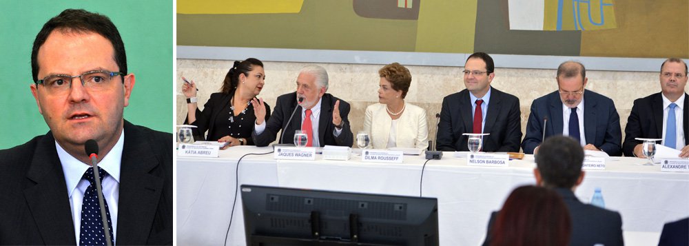 Ministro da Fazenda anunciou em sua fala no Conselho de Desenvolvimento Econômico e Social a disponibilização de R$ 83 bilhões para estímulo à economia; entre as medidas, Nelson Barbosa anunciou a autorização da utilização do R$ 17 bilhões do FGTS como garantia para o crédito consignado e a retomada da linha de pré-custeio do Banco do Brasil, na modalidade crédito rural, no valor de R$ 10 bilhões; Barbosa defendeu também a criação de um limite legal para o crescimento do gasto público e propôs a definição de uma margem fiscal legal para acomodar flutuações da receita (Foto: Aquiles Lins) Ministro da Fazenda anunciou em sua fala no Conselho de Desenvolvimento Econômico e Social a disponibilização de R$ 83 bilhões para estímulo à economia; entre as medidas, Nelson Barbosa anunciou a autorização da utilização do R$ 17 bilhões do FGTS como garantia para o crédito consignado e a retomada da linha de pré-custeio do Banco do Brasil, na modalidade crédito rural, no valor de R$ 10 bilhões; Barbosa defendeu também a criação de um limite legal para o crescimento do gasto público e propôs a definição de uma margem fiscal legal para acomodar flutuações da receita
