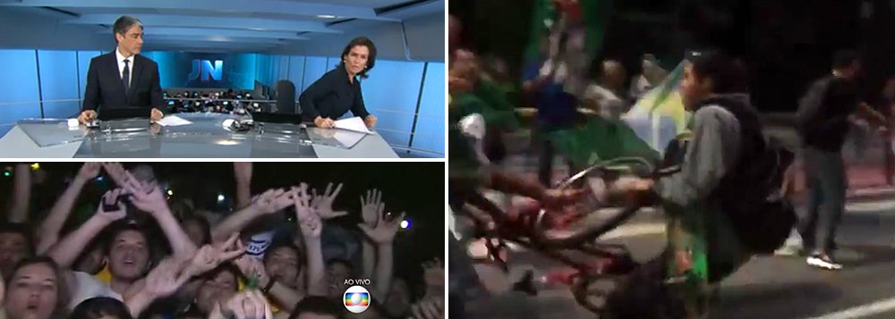 Concessionária de serviço público, a Globo usou seus telejornais para incitar a população a ir às ruas para tentar derrubar a presidente Dilma Rousseff na noite de ontem; Globo foi também a primeira a receber o grampo ilegal contra a presidente Dilma Rousseff divulgado pelo juiz Sergio Moro; nos conflitos registrados ontem, ciclistas e um casal foram agredidos porque tinham a aparência de petistas; "Era isso que queria a Globo com a divulgação de vazamentos sem apuração e a cobertura de protestos com todos os links e câmeras dando palco para animais raivosos em bandos?", questiona o jornalista Kiko Nogueira, diretor do DCM; movimentos sociais devem ir às ruas em defesa da democracia e há risco de confrontos nas ruas (Foto: Leonardo Attuch) Concessionária de serviço público, a Globo usou seus telejornais para incitar a população a ir às ruas para tentar derrubar a presidente Dilma Rousseff na noite de ontem; Globo foi também a primeira a receber o grampo ilegal contra a presidente Dilma Rousseff divulgado pelo juiz Sergio Moro; nos conflitos registrados ontem, ciclistas e um casal foram agredidos porque tinham a aparência de petistas; "Era isso que queria a Globo com a divulgação de vazamentos sem apuração e a cobertura de protestos com todos os links e câmeras dando palco para animais raivosos em bandos?", questiona o jornalista Kiko Nogueira, diretor do DCM; movimentos sociais devem ir às ruas em defesa da democracia e há risco de confrontos nas ruas