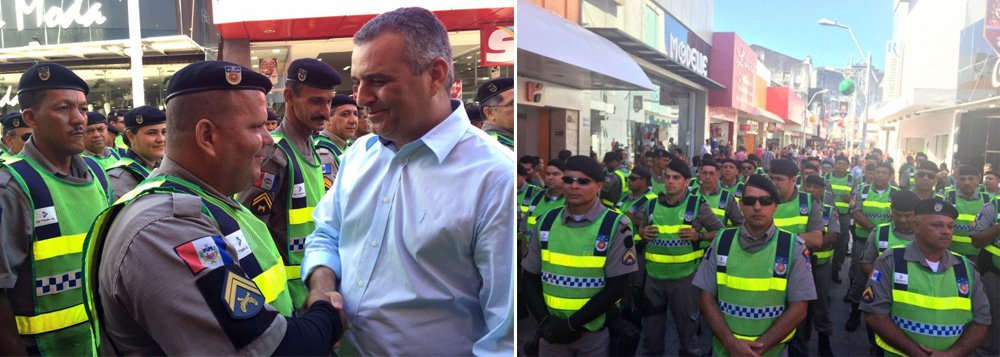 O governo de Alagoas decidiu que, por conta das festas de fim de ano, quando o número de consumidores tende a aumentar, mais de 40 militares vão se revezar no patrulhamento das ruas do comércio até o dia 31 de dezembro; e nos dias em que órgãos públicos efetuarem o pagamento do 13º salário, o número alcançará 70 policiais (Foto: Voney Malta) O governo de Alagoas decidiu que, por conta das festas de fim de ano, quando o número de consumidores tende a aumentar, mais de 40 militares vão se revezar no patrulhamento das ruas do comércio até o dia 31 de dezembro; e nos dias em que órgãos públicos efetuarem o pagamento do 13º salário, o número alcançará 70 policiais