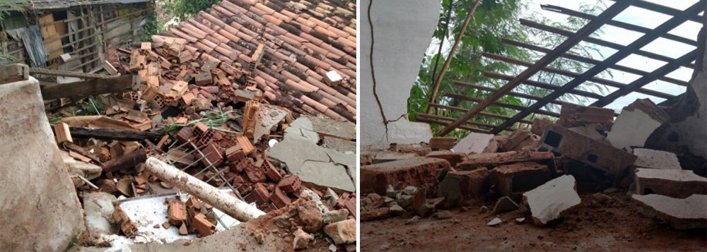 Uma casa desabou, no início da tarde desta terça-feira (29), no bairro do Mutange, em Maceió; não houve vítimas; segundo o Corpo de Bombeiros o desabamento ocorreu devido às chuvas que caem na capital; técnicos da Defesa Civil estadual também estiveram no local, verificando a situação das residências vizinhas (Foto: Voney Malta) Uma casa desabou, no início da tarde desta terça-feira (29), no bairro do Mutange, em Maceió; não houve vítimas; segundo o Corpo de Bombeiros o desabamento ocorreu devido às chuvas que caem na capital; técnicos da Defesa Civil estadual também estiveram no local, verificando a situação das residências vizinhas