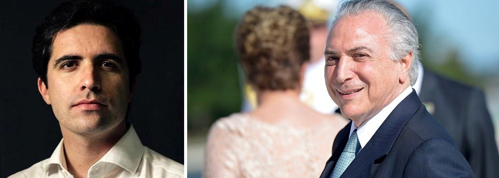 Para o colunista Bernardo Mello Franco, o vice Michel Temer articulou pessoalmente o rompimento do PMDB com o Planalto: ‘A queda de um partido ajudará a impulsionar outros ladeira abaixo. Quem contempla a montanha com atenção consegue reconhecer a silhueta de Temer no topo, ajudando a empurrar as pedras’; ele destaca que, dos sete ministros peemedebistas, o primeiro a pedir demissão foi Henrique Eduardo Alves, justamente o mais próximo do vice (Foto: Roberta Namour) Para o colunista Bernardo Mello Franco, o vice Michel Temer articulou pessoalmente o rompimento do PMDB com o Planalto: ‘A queda de um partido ajudará a impulsionar outros ladeira abaixo. Quem contempla a montanha com atenção consegue reconhecer a silhueta de Temer no topo, ajudando a empurrar as pedras’; ele destaca que, dos sete ministros peemedebistas, o primeiro a pedir demissão foi Henrique Eduardo Alves, justamente o mais próximo do vice