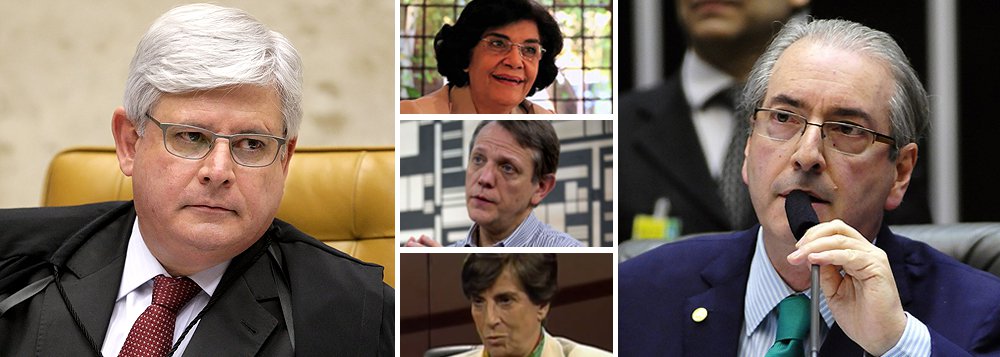 Um grupo de acadêmicos e intelectuais, com Marilena Chaui, André Singer e Emília Viotti da Costa, entrou com um pedido na Procuradoria-Geral da República para que Rodrigo Janot peça o afastamento do presidente da Câmara dos Deputados; "O golpe hoje no Brasil tem nome: Eduardo Cunha", escrevem no documento; "O cidadão Cunha usa das prerrogativas públicas do presidente da Câmara para defender seus mal explicados interesses privados", segue o texto; nesta quarta, ao lado de professores e de nomes como o economista Luiz Gonzaga Belluzzo e do neurocientista Miguel Nicolelis, eles participam de ato contra o impeachment na Faculdade de Direito da USP, no centro de SP (Foto: Roberta Namour) Um grupo de acadêmicos e intelectuais, com Marilena Chaui, André Singer e Emília Viotti da Costa, entrou com um pedido na Procuradoria-Geral da República para que Rodrigo Janot peça o afastamento do presidente da Câmara dos Deputados; "O golpe hoje no Brasil tem nome: Eduardo Cunha", escrevem no documento; "O cidadão Cunha usa das prerrogativas públicas do presidente da Câmara para defender seus mal explicados interesses privados", segue o texto; nesta quarta, ao lado de professores e de nomes como o economista Luiz Gonzaga Belluzzo e do neurocientista Miguel Nicolelis, eles participam de ato contra o impeachment na Faculdade de Direito da USP, no centro de SP