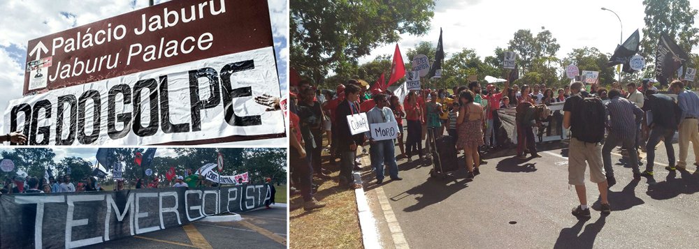 O Movimento Popular Levante Popular da Juventude realiza neste sábado (23), em frente ao Palácio do Jaburu, mais um protesto para denunciar publicamente o golpe político articulado pelo vice-presidente da República, Michel Temer (PMDB); “Nós não aceitaremos um governo ilegítimo, conquistado por golpistas. Para nós, nesse momento da conjuntura política brasileira, nossa jovem democracia está ameaçada, uma presidente legitimamente eleita por mais de 54 milhões de pessoas e que não é acusada de qualquer crime, seja de corrupção ou de responsabilidade fiscal, está correndo o risco de ser afastada em um golpe orquestrado por esses traidores da pátria, como Temer, Cunha e outros", diz o Levante Popular da Juventude DF (Foto: Valter Lima) O Movimento Popular Levante Popular da Juventude realiza neste sábado (23), em frente ao Palácio do Jaburu, mais um protesto para denunciar publicamente o golpe político articulado pelo vice-presidente da República, Michel Temer (PMDB); “Nós não aceitaremos um governo ilegítimo, conquistado por golpistas. Para nós, nesse momento da conjuntura política brasileira, nossa jovem democracia está ameaçada, uma presidente legitimamente eleita por mais de 54 milhões de pessoas e que não é acusada de qualquer crime, seja de corrupção ou de responsabilidade fiscal, está correndo o risco de ser afastada em um golpe orquestrado por esses traidores da pátria, como Temer, Cunha e outros", diz o Levante Popular da Juventude DF