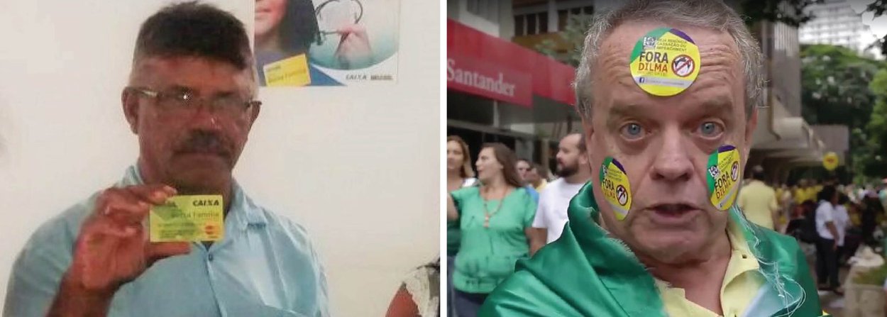 Gari José Darci, da cidade de Colinas do Tocantins, e sua esposa Lucia procuraram a Secretaria de Assistência Social da cidade para pedir o desligamento como beneficiários do programa Bolsa Família; após anos desempregado, ele conta que conseguiu um emprego e a esposa teve a carteira de trabalho assinada, e agora o benefício pode ser repassado para outra pessoa que precisa; "Foi muito gratificante para mim, ajudou muito", afirmou; durante protestos nesse domingo, 13, manifestantes pediram o fim do Bolsa Família, das cotas e dizem que a desigualdade nunca foi tão grande; "Os pobres ficam só bebendo pinga e pondo filho no mundo. Ninguém quer trabalhar" (Foto: Aquiles Lins) Gari José Darci, da cidade de Colinas do Tocantins, e sua esposa Lucia procuraram a Secretaria de Assistência Social da cidade para pedir o desligamento como beneficiários do programa Bolsa Família; após anos desempregado, ele conta que conseguiu um emprego e a esposa teve a carteira de trabalho assinada, e agora o benefício pode ser repassado para outra pessoa que precisa; "Foi muito gratificante para mim, ajudou muito", afirmou; durante protestos nesse domingo, 13, manifestantes pediram o fim do Bolsa Família, das cotas e dizem que a desigualdade nunca foi tão grande; "Os pobres ficam só bebendo pinga e pondo filho no mundo. Ninguém quer trabalhar"