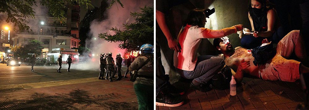 Polícia começou a disparar contra os manifestantes na Praça da República, na região central da capital; os ativistas pretendiam seguir com a passeata até a Assembleia Legislativa do Estado de São Paulo, no Ibirapuera; ,o entanto, a polícia impediu que a passagem da caminhada; ao penos três pessoas ficaram feridas (Foto: Roberta Namour) www.brasil247.com - Polícia começou a disparar contra os manifestantes na Praça da República, na região central da capital; os ativistas pretendiam seguir com a passeata até a Assembleia Legislativa do Estado de São Paulo, no Ibirapuera; ,o entanto, a polícia impediu que a passagem da caminhada; ao penos três pessoas ficaram feridas