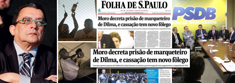 "Deixa ver se eu entendi: a Polícia Federal e o juiz Sergio Moro afirmaram, textualmente, que a prisão de João Santana não tem nada a ver com as campanhas do PT e mesmo assim a imprensa e a oposição fazem ilações de que vai sobrar para a presidente Dilma?", questiona Alex Solnik, colunista do 247; "Por que então prenderam João Santana? Para que voltem a bater panelas, como voltaram? Para reacender a brasa adormecida do impeachment, como reacendeu? As três perguntas têm a mesma resposta: sim", afirma o jornalista; "Quer dizer, então, que é uma prisão com fins políticos. Prisão política. E quando o caldeirão de cultura do golpe estiver fervilhando ele será solto", acrescenta; leia a íntegra (Foto: Alex Solnik) "Deixa ver se eu entendi: a Polícia Federal e o juiz Sergio Moro afirmaram, textualmente, que a prisão de João Santana não tem nada a ver com as campanhas do PT e mesmo assim a imprensa e a oposição fazem ilações de que vai sobrar para a presidente Dilma?", questiona Alex Solnik, colunista do 247; "Por que então prenderam João Santana? Para que voltem a bater panelas, como voltaram? Para reacender a brasa adormecida do impeachment, como reacendeu? As três perguntas têm a mesma resposta: sim", afirma o jornalista; "Quer dizer, então, que é uma prisão com fins políticos. Prisão política. E quando o caldeirão de cultura do golpe estiver fervilhando ele será solto", acrescenta; leia a íntegra