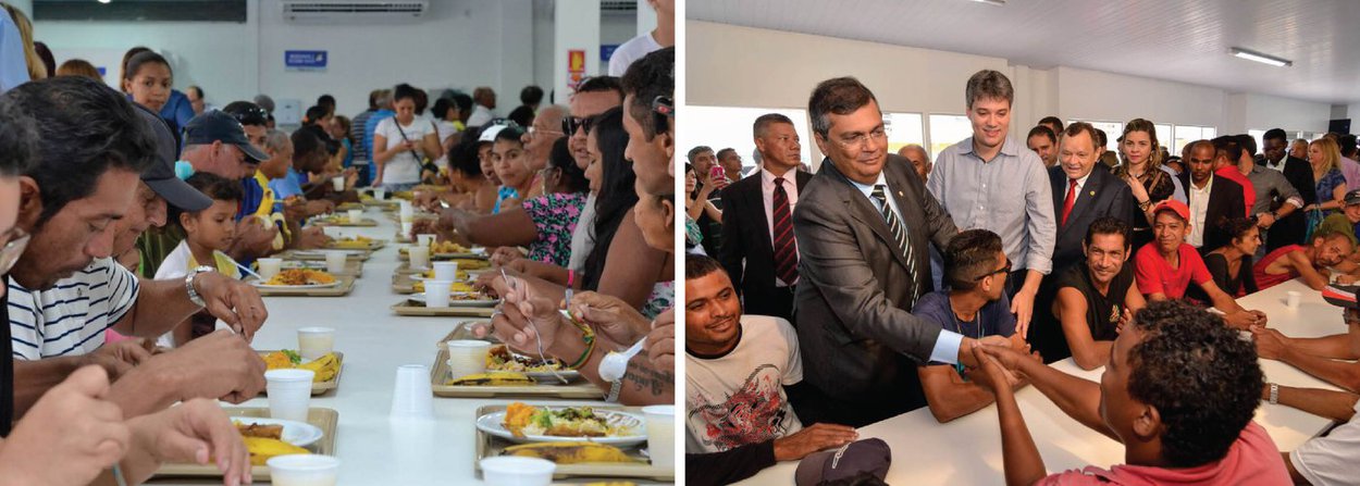 Moradores do São Francisco e de bairros próximos, em São Luís, receberam um novo espaço público para alimentação saudável e nutritiva a baixo custo; por apenas R$ 2 por refeição – almoço ou jantar – a comunidade poderá se servir no Restaurante Popular, inaugurado nesta quarta pelo governador Flávio Dino; o equipamento social é gerenciado pela Secretaria Estadual de Desenvolvimento Social (Sedes) e tem capacidade para oferecer, por dia, 1.100 refeições no almoço e outras 550 no jantar; esta é a sétima unidade pública de alimentação na região metropolitana de São Luís e está instalada na Rua 08, Quadra B, nº 18 (Foto: Leonardo Lucena) Moradores do São Francisco e de bairros próximos, em São Luís, receberam um novo espaço público para alimentação saudável e nutritiva a baixo custo; por apenas R$ 2 por refeição – almoço ou jantar – a comunidade poderá se servir no Restaurante Popular, inaugurado nesta quarta pelo governador Flávio Dino; o equipamento social é gerenciado pela Secretaria Estadual de Desenvolvimento Social (Sedes) e tem capacidade para oferecer, por dia, 1.100 refeições no almoço e outras 550 no jantar; esta é a sétima unidade pública de alimentação na região metropolitana de São Luís e está instalada na Rua 08, Quadra B, nº 18