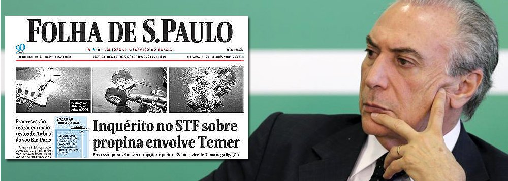 Fernando Brito lembra que, em 2011, texto, dos repórteres Breno Costa e Fernando Rodrigues, da Folha, afirmava que ”o vice-presidente Michel Temer é investigado em inquérito no Supremo Tribunal Federal sob a suspeita de participar de um esquema de cobrança de propina de empresas detentoras de contratos no porto de Santos (SP)”; "Nestes tempos em que acusar já basta, não é preciso provar, o senhor Michel Temer deveria saber, pelos próprios olhos, o quanto dói a pimenta em olho alheio", diz o Tijolaço (Foto: Roberta Namour) Fernando Brito lembra que, em 2011, texto, dos repórteres Breno Costa e Fernando Rodrigues, da Folha, afirmava que ”o vice-presidente Michel Temer é investigado em inquérito no Supremo Tribunal Federal sob a suspeita de participar de um esquema de cobrança de propina de empresas detentoras de contratos no porto de Santos (SP)”; "Nestes tempos em que acusar já basta, não é preciso provar, o senhor Michel Temer deveria saber, pelos próprios olhos, o quanto dói a pimenta em olho alheio", diz o Tijolaço