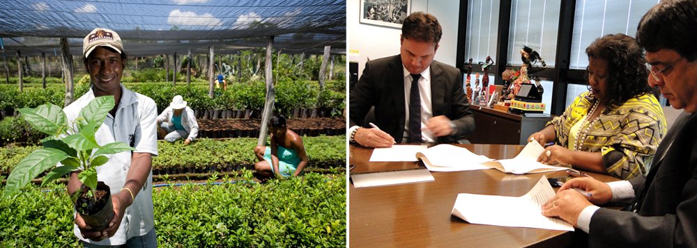 As secretarias de Estado de Desenvolvimento Agrário e de Educação e a Emater-MG assinaram, em Belo Horizonte, Termo de Cooperação Técnica de ações conjuntas para ampliar a aquisição de alimentos da agricultura familiar, sobretudo no atendimento à alimentação escolar; segundo o executivo, a iniciativa tem como objetivo assegurar um mercado potencial de cerca de R$ 100 milhões para alavancar a produção, promover a segurança alimentar e garantir mais renda e cidadania no campo (Foto: Leonardo Lucena) As secretarias de Estado de Desenvolvimento Agrário e de Educação e a Emater-MG assinaram, em Belo Horizonte, Termo de Cooperação Técnica de ações conjuntas para ampliar a aquisição de alimentos da agricultura familiar, sobretudo no atendimento à alimentação escolar; segundo o executivo, a iniciativa tem como objetivo assegurar um mercado potencial de cerca de R$ 100 milhões para alavancar a produção, promover a segurança alimentar e garantir mais renda e cidadania no campo