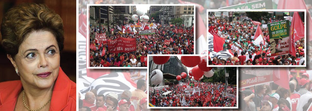 As manifestações desta quarta (16) em defesa da democracia, contra o golpe e pela deposição do presidente da Câmara, Eduardo Cunha (PMDB-RJ), que ocorreram em todo o país, foram mais fortes e reuniram mais pessoas do que os atos pró-impeachment do último domingo (13); para se ter uma ideia, em São Paulo, mais de 55 mil pessoas se manifestaram contra o golpe, de acordo com o Datafolha; o número supera os manifestantes do ato de domingo, que reuniu 40 mil, segundo o mesmo instituto; atos desta quarta tiveram três bandeiras: “não vai ter golpe”, “fora Cunha” e o “fim do ajuste fiscal”; os protestos pró-Dilma ocorreram em 25 Estados e no Distrito Federal (Foto: Valter Lima) www.brasil247.com - As manifestações desta quarta (16) em defesa da democracia, contra o golpe e pela deposição do presidente da Câmara, Eduardo Cunha (PMDB-RJ), que ocorreram em todo o país, foram mais fortes e reuniram mais pessoas do que os atos pró-impeachment do último domingo (13); para se ter uma ideia, em São Paulo, mais de 55 mil pessoas se manifestaram contra o golpe, de acordo com o Datafolha; o número supera os manifestantes do ato de domingo, que reuniu 40 mil, segundo o mesmo instituto; atos desta quarta tiveram três bandeiras: “não vai ter golpe”, “fora Cunha” e o “fim do ajuste fiscal”; os protestos pró-Dilma ocorreram em 25 Estados e no Distrito Federal