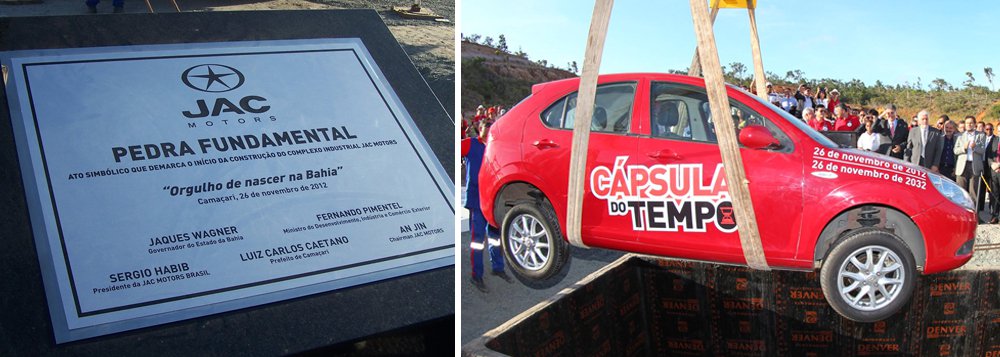 A montadora chinesa JAC Motors já estuda uma alternativa para não ter que suspender o projeto da fábrica na Bahia; a JAC iniciou uma renegociação com o governo baiano e deve redimensionar o projeto original para uma escala menor de produção; pela proposta inicialmente prevista, a fábrica baiana produziria, em Camaçari, 100 mil veículos por ano, a partir de um investimento de R$ 1 bilhão; "Seria, agora, um formato menor de instalação para materializar o projeto maior, após a crise", disse o governador Rui Costa (Foto: Romulo Faro) A montadora chinesa JAC Motors já estuda uma alternativa para não ter que suspender o projeto da fábrica na Bahia; a JAC iniciou uma renegociação com o governo baiano e deve redimensionar o projeto original para uma escala menor de produção; pela proposta inicialmente prevista, a fábrica baiana produziria, em Camaçari, 100 mil veículos por ano, a partir de um investimento de R$ 1 bilhão; "Seria, agora, um formato menor de instalação para materializar o projeto maior, após a crise", disse o governador Rui Costa