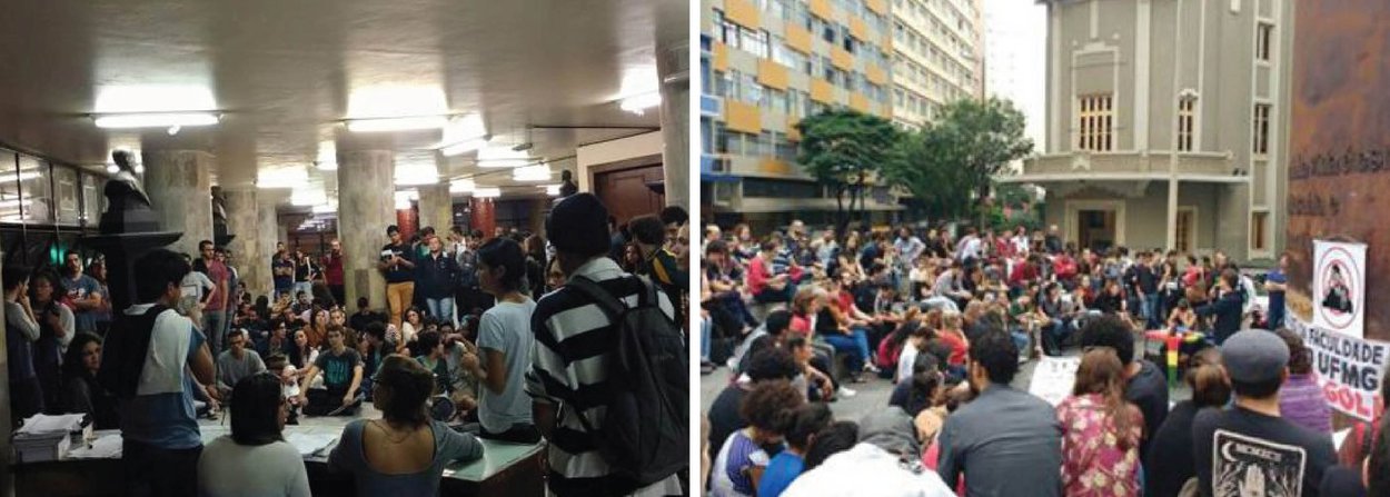 O Coletiva FDCE conta o Golpe faz uma mobilização na internet para agregar pessoas com o objetivo de participar de um ato em repúdio ao que chamam de censura praticada contra o Centro Acadêmico Afonso Pena (CAAP) e em defesa do direito da liberdade de expressão; um texto divulgado no Facebook aponta que estudantes foram surpreendidos por um oficial de justiça, comunicando a prolação de uma decisão judicial impedindo a realização de uma reunião para discutir o processo de impeachment da presidente Dilma; "A decisão baseava-se em: alegações de aparelhamento do Centro Acadêmico; ligação com partidos políticos; conivência com a presença de moradores de rua no prédio da faculdade e uma suposta convocação de movimento grevista, dentre outras", diz a nota (Foto: Leonardo Lucena) O Coletiva FDCE conta o Golpe faz uma mobilização na internet para agregar pessoas com o objetivo de participar de um ato em repúdio ao que chamam de censura praticada contra o Centro Acadêmico Afonso Pena (CAAP) e em defesa do direito da liberdade de expressão; um texto divulgado no Facebook aponta que estudantes foram surpreendidos por um oficial de justiça, comunicando a prolação de uma decisão judicial impedindo a realização de uma reunião para discutir o processo de impeachment da presidente Dilma; "A decisão baseava-se em: alegações de aparelhamento do Centro Acadêmico; ligação com partidos políticos; conivência com a presença de moradores de rua no prédio da faculdade e uma suposta convocação de movimento grevista, dentre outras", diz a nota