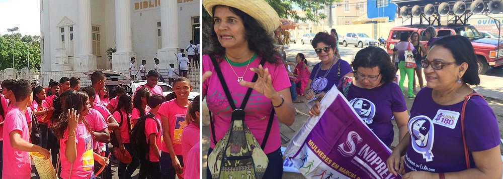 No Dia Mundial de Combate à Violência contra a Mulher, um grupo se organizou e saiu em caminhada pelas ruas do Centro, em Maceió, na chamada Marcha das Mulheres; com bandeiras e faixas os manifestantes cobraram políticas públicas e ações para evitar os ataques sofridos pelas mulheres; com 102 municípios, Alagoas possui apenas três delegacias especializadas, sendo duas na capital (Foto: Voney Malta) No Dia Mundial de Combate à Violência contra a Mulher, um grupo se organizou e saiu em caminhada pelas ruas do Centro, em Maceió, na chamada Marcha das Mulheres; com bandeiras e faixas os manifestantes cobraram políticas públicas e ações para evitar os ataques sofridos pelas mulheres; com 102 municípios, Alagoas possui apenas três delegacias especializadas, sendo duas na capital