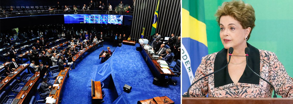 Possível aprovação do processo de impeachment da presidente Dilma Rousseff pelo Senado pode ser influenciada pelo grau de apoio da opinião pública sobre o afastamento da chefe do Poder Executivo; segundo a empresa de consultoria Eurasia Group, "o governo tem obtido ganhos com a opinião pública na batalha contra o impeachment. (...) Enquanto todos os olhos estão voltados para as negociações no Congresso, a opinião pública pode ganhar um papel"; análise da consultoria também aponta que "se o Palácio do Planalto e o PT forem capazes de continuar 'martelando' a mensagem de que o impeachment não é legítimo, focando-se em figuras do PMDB, como o presidente da Câmara Eduardo Cunha, o apoio ao impeachment, agora em 61%, poderia cair" (Foto: Paulo Emílio) Possível aprovação do processo de impeachment da presidente Dilma Rousseff pelo Senado pode ser influenciada pelo grau de apoio da opinião pública sobre o afastamento da chefe do Poder Executivo; segundo a empresa de consultoria Eurasia Group, "o governo tem obtido ganhos com a opinião pública na batalha contra o impeachment. (...) Enquanto todos os olhos estão voltados para as negociações no Congresso, a opinião pública pode ganhar um papel"; análise da consultoria também aponta que "se o Palácio do Planalto e o PT forem capazes de continuar 'martelando' a mensagem de que o impeachment não é legítimo, focando-se em figuras do PMDB, como o presidente da Câmara Eduardo Cunha, o apoio ao impeachment, agora em 61%, poderia cair"