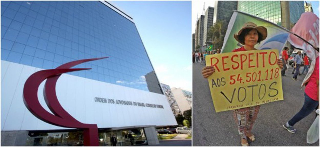Advogados de todo país preparam petição contra o comando da Ordem dos Advogados do Brasil, que aderiu ao golpe contra o Estado Democrático de Direito e o mandato da presidente Dilma Rousseff; documento exige consulta individual para que cada advogado se manifeste sobre a representação do Conselho Federal acerca do pedido de impedimento, que será protocolado na segunda-feira (28); operadores do direito articulam racha na Ordem e, semana passada, lançaram a “Carta de Curitiba”, contra o apoio da entidade à interrupção democrática; Em 1964, o Conselho trabalhou pela derrubada do presidente Jango Goulart; após aquele episódio, o país mergulhou 21 anos numa sanguinária ditadura militar (Foto: Realle Palazzo-Martini) Advogados de todo país preparam petição contra o comando da Ordem dos Advogados do Brasil, que aderiu ao golpe contra o Estado Democrático de Direito e o mandato da presidente Dilma Rousseff; documento exige consulta individual para que cada advogado se manifeste sobre a representação do Conselho Federal acerca do pedido de impedimento, que será protocolado na segunda-feira (28); operadores do direito articulam racha na Ordem e, semana passada, lançaram a “Carta de Curitiba”, contra o apoio da entidade à interrupção democrática; Em 1964, o Conselho trabalhou pela derrubada do presidente Jango Goulart; após aquele episódio, o país mergulhou 21 anos numa sanguinária ditadura militar