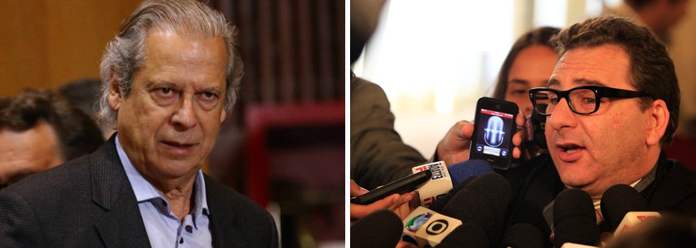 O ex-ministro José Dirceu admitiu que recebeu favores, como viagens de jatinhos e reformas em seus imóveis, mas negou ter indicado Renato Duque para uma diretoria da Petrobras; seu advogado, Roberto Podval criticou o perdão aos delatores; "Não tô dizendo ninguém aqui é santo. O Zé está assumindo suas culpas. Mas todo mundo aqui fez delação jogando nas costas dele que é mais fácil. Devolveram 80 milhões, ficaram com 40, estão rindo, todos soltos. Vejam quanto os delatores pagaram e com quanto ficaram. E quem não delatou é ruim e está preso", afirmou (Foto: Leonardo Attuch) O ex-ministro José Dirceu admitiu que recebeu favores, como viagens de jatinhos e reformas em seus imóveis, mas negou ter indicado Renato Duque para uma diretoria da Petrobras; seu advogado, Roberto Podval criticou o perdão aos delatores; "Não tô dizendo ninguém aqui é santo. O Zé está assumindo suas culpas. Mas todo mundo aqui fez delação jogando nas costas dele que é mais fácil. Devolveram 80 milhões, ficaram com 40, estão rindo, todos soltos. Vejam quanto os delatores pagaram e com quanto ficaram. E quem não delatou é ruim e está preso", afirmou