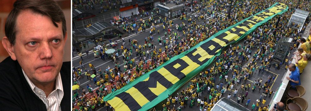 Para o cientista político André Singer, fatores como a delação premiada de Delcídio Amaral e a condução coercitiva do ex-presidente Lula fazem parte do mesmo massacre midiático que culminaram com as manifestações de 13 de março; "Não espanta que, diante desse massacre eletrônico, setores de direita e de centro tenham decidido esquecer os graves problemas que pesam sobre o impeachment e produzido, em 13/3, a maior manifestação da história política do Brasil pela saída de Dilma e a prisão de Lula. A partir daí, legitimado pelas ruas, o impeachment começa a andar. Tudo coincidência?", questiona (Foto: Leonardo Attuch) Para o cientista político André Singer, fatores como a delação premiada de Delcídio Amaral e a condução coercitiva do ex-presidente Lula fazem parte do mesmo massacre midiático que culminaram com as manifestações de 13 de março; "Não espanta que, diante desse massacre eletrônico, setores de direita e de centro tenham decidido esquecer os graves problemas que pesam sobre o impeachment e produzido, em 13/3, a maior manifestação da história política do Brasil pela saída de Dilma e a prisão de Lula. A partir daí, legitimado pelas ruas, o impeachment começa a andar. Tudo coincidência?", questiona