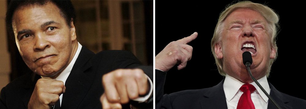 Ex-campeão mundial de boxe Muhammad Ali, um dos mais conhecidos muçulmanos dos Estados criticou duramente o principal candidato presidencial republicano, Donald Trump, que defendeu o bloqueio temporário à entrada de muçulmanos nos EUA; "Nós, como muçulmanos, temos de erguer-nos contra aqueles que usam o Islã para avançar sua própria agenda pessoal", disse Ali; Ali, tricampão de boxe na categoria dos pesos-pesados, também se voltou contra os extremistas islâmicos; "Os verdadeiros muçulmanos sabem que a violência implacável dos chamados jihadistas islâmicos vai contra os próprios princípios de nossa religião", afirmou (Foto: Paulo Emílio) Ex-campeão mundial de boxe Muhammad Ali, um dos mais conhecidos muçulmanos dos Estados criticou duramente o principal candidato presidencial republicano, Donald Trump, que defendeu o bloqueio temporário à entrada de muçulmanos nos EUA; "Nós, como muçulmanos, temos de erguer-nos contra aqueles que usam o Islã para avançar sua própria agenda pessoal", disse Ali; Ali, tricampão de boxe na categoria dos pesos-pesados, também se voltou contra os extremistas islâmicos; "Os verdadeiros muçulmanos sabem que a violência implacável dos chamados jihadistas islâmicos vai contra os próprios princípios de nossa religião", afirmou
