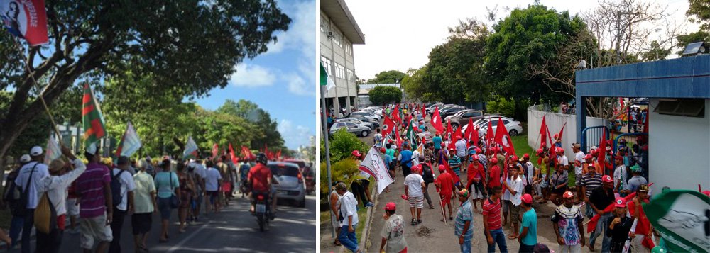 Depois de acamparem na sede da Eletrobras Distribuição Alagoas, os trabalhadores rurais marcham em direção à praia de Jatiúca, em Maceió; objetivo é defender maior agilidade no processo de reforma agrária, mais segurança nos assentamentos e para participar dos atos alusivos ao Dia do Trabalhador, neste domingo, 1º de maio; cerca de 1.500 trabalhadores rurais participam da marcha, que saiu de União dos Palmares no início da semana (Foto: Voney Malta) Depois de acamparem na sede da Eletrobras Distribuição Alagoas, os trabalhadores rurais marcham em direção à praia de Jatiúca, em Maceió; objetivo é defender maior agilidade no processo de reforma agrária, mais segurança nos assentamentos e para participar dos atos alusivos ao Dia do Trabalhador, neste domingo, 1º de maio; cerca de 1.500 trabalhadores rurais participam da marcha, que saiu de União dos Palmares no início da semana