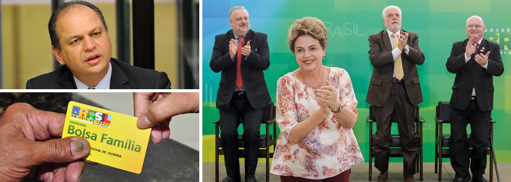 Em meio à proposta do relator do Orçamento da União de 2016, deputado Ricardo Barros (PP-PR), de cortar R$ 10 bilhões do programa, presidente Dilma reforçou nesta quinta-feira que "cortar o Bolsa Família significa atentar contra 50 milhões de brasileiros que hoje têm uma vida melhor por causa do programa"; "Além de ser reconhecido por sua eficiência, o Bolsa Família tornou-se peça central de nossa estratégia de enfrentamento da pobreza e da desigualdade social. A ONU e o Banco Mundial reconhecem no Bolsa Família uma invenção brasileira de alta repercussão", discursou, durante evento no Planalto; ontem, ela já havia dito que o programa, que acaba de completar 12 anos, é "prioridade máxima" (Foto: Paulo Emílio) Em meio à proposta do relator do Orçamento da União de 2016, deputado Ricardo Barros (PP-PR), de cortar R$ 10 bilhões do programa, presidente Dilma reforçou nesta quinta-feira que "cortar o Bolsa Família significa atentar contra 50 milhões de brasileiros que hoje têm uma vida melhor por causa do programa"; "Além de ser reconhecido por sua eficiência, o Bolsa Família tornou-se peça central de nossa estratégia de enfrentamento da pobreza e da desigualdade social. A ONU e o Banco Mundial reconhecem no Bolsa Família uma invenção brasileira de alta repercussão", discursou, durante evento no Planalto; ontem, ela já havia dito que o programa, que acaba de completar 12 anos, é "prioridade máxima"