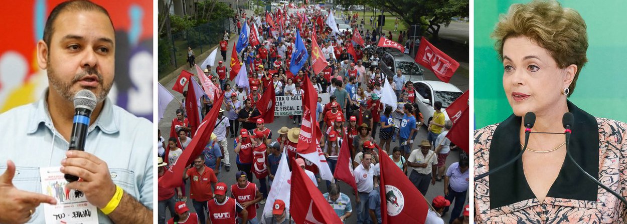 Presidente da Central Única dos Trabalhadores, Vagner Freitas, anuncia atos em 22 estados e no Distrito Federal para este domingo, 1º, em homenagem ao Dia do Trabalho e em defesa da Democracia; segundo ele, as 60 entidades que formam as frentes Brasil Popular e Povo sem Medo vão denunciar o golpe em curso no Brasil, explicar para a sociedade que especialmente a classe trabalhadora perderá conquistas importantes; "Eles já falaram em acabar com a política de valorização do salário mínimo e fazer reforma na previdência, como querem os patrões. E 'privatizar tudo que for possível'", afirma; presidente Dilma Rousseff, que deve participar do ato do Vale do Anhangabaú, em São Paulo, deve anunciar reajuste no Bolsa Família e novo percentual de correção da tabela do Imposto de Renda (Foto: Aquiles Lins) Presidente da Central Única dos Trabalhadores, Vagner Freitas, anuncia atos em 22 estados e no Distrito Federal para este domingo, 1º, em homenagem ao Dia do Trabalho e em defesa da Democracia; segundo ele, as 60 entidades que formam as frentes Brasil Popular e Povo sem Medo vão denunciar o golpe em curso no Brasil, explicar para a sociedade que especialmente a classe trabalhadora perderá conquistas importantes; "Eles já falaram em acabar com a política de valorização do salário mínimo e fazer reforma na previdência, como querem os patrões. E 'privatizar tudo que for possível'", afirma; presidente Dilma Rousseff, que deve participar do ato do Vale do Anhangabaú, em São Paulo, deve anunciar reajuste no Bolsa Família e novo percentual de correção da tabela do Imposto de Renda