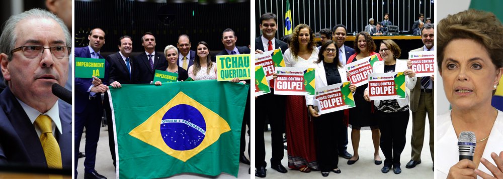É isso o que estará em jogo neste domingo, quando uma Câmara dos Deputados, dominada por Eduardo Cunha (PMDB-RJ), julgará o afastamento da presidente Dilma Rousseff; apenas na mais recente denúncia, Cunha foi acusado de receber R$ 52 milhões em propinas de uma empreiteira – ao que tudo indica, para si e sua bancada; é esse parlamento, liderado por um dos políticos mais corruptos da história do País, que poderá afastar uma presidente honesta, que teve 54 milhões de votos; golpe brasileiro já virou motivo de espanto em publicações internacionais, como New York Times, El País, Independent, Guardian e Washington Post, e também foi condenado pela OEA; se passar, será a vitória do crime (Foto: Ana Pupulin) É isso o que estará em jogo neste domingo, quando uma Câmara dos Deputados, dominada por Eduardo Cunha (PMDB-RJ), julgará o afastamento da presidente Dilma Rousseff; apenas na mais recente denúncia, Cunha foi acusado de receber R$ 52 milhões em propinas de uma empreiteira – ao que tudo indica, para si e sua bancada; é esse parlamento, liderado por um dos políticos mais corruptos da história do País, que poderá afastar uma presidente honesta, que teve 54 milhões de votos; golpe brasileiro já virou motivo de espanto em publicações internacionais, como New York Times, El País, Independent, Guardian e Washington Post, e também foi condenado pela OEA; se passar, será a vitória do crime