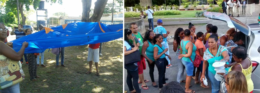 Os trabalhadores terceirizados que prestam serviço ao governo do Estado fazem mais uma manifestação desde a manhã desta quarta-feira em frente à sede da Governadoria, no Centro Administrativo, em Salvador; a categoria cobra posicionamento do Estado 'em relação às constantes violações dos direitos trabalhistas'. Eles alegam estar com salários atrasados; "Quem trabalha merece e exige respeito. Tratar com desdém e desrespeito quem trabalho é algo que o Sindilimp e a categoria não aceitará nunca", diz a coordenadora do Sindicato dos Trabalhadores em Limpeza Urbana da Bahia (Sindilimp-BA), Ana Angélica Rabello (Foto: Romulo Faro) Os trabalhadores terceirizados que prestam serviço ao governo do Estado fazem mais uma manifestação desde a manhã desta quarta-feira em frente à sede da Governadoria, no Centro Administrativo, em Salvador; a categoria cobra posicionamento do Estado 'em relação às constantes violações dos direitos trabalhistas'. Eles alegam estar com salários atrasados; "Quem trabalha merece e exige respeito. Tratar com desdém e desrespeito quem trabalho é algo que o Sindilimp e a categoria não aceitará nunca", diz a coordenadora do Sindicato dos Trabalhadores em Limpeza Urbana da Bahia (Sindilimp-BA), Ana Angélica Rabello