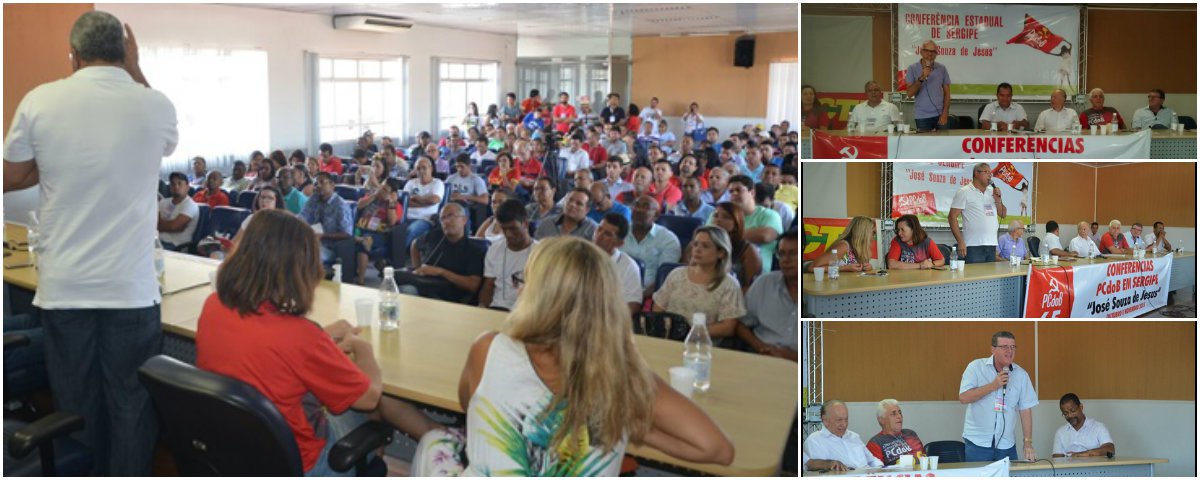 O PC do B realizou no último sábado (28), em Aracaju, a sua Conferência Estadual; o evento, que reuniu dezenas de lideranças políticas do partido e militantes de todo o Estado, elegeu a nova Direção Estadual e discutiu o momento político e econômico atual do país; na oportunidade, o partido reafirmou ainda sua intenção de lançar pré-candidatos a prefeito em cidades estratégicas, como Aracaju, Nossa Senhora do Socorro e Estância, além de ter candidatos a vice e a vereadores em até 50 municípios (Foto: Valter Lima) O PC do B realizou no último sábado (28), em Aracaju, a sua Conferência Estadual; o evento, que reuniu dezenas de lideranças políticas do partido e militantes de todo o Estado, elegeu a nova Direção Estadual e discutiu o momento político e econômico atual do país; na oportunidade, o partido reafirmou ainda sua intenção de lançar pré-candidatos a prefeito em cidades estratégicas, como Aracaju, Nossa Senhora do Socorro e Estância, além de ter candidatos a vice e a vereadores em até 50 municípios