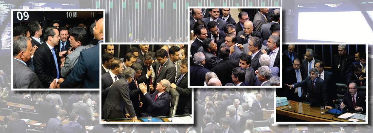Manobra do presidente da Câmara e de seus aliados no golpe avacalha de vez o parlamento; decisão de Eduardo Cunha (PMDB-RJ) de impor votação secreta para definir os integrantes da comissão de impeachment e de não permitir questões de ordem termina em cenas de briga de rua no plenário da Casa; urnas foram quebradas; circo criado por Cunha terminará no STF; o PCdoB entrou com duas ações contra a votação secreta e contra a criação de uma segunda chapa; segundo a líder do partido, deputada Jandira Feghali (RJ), isso é ilegal; governistas gritam "não vai ter golpe", e oposicionistas rebatem: "vai ter impeachment"; Cunha, que tenta solapar a democracia, já conseguiu destruir a Câmara em sua breve gestão (Foto: Gisele Federicce) Manobra do presidente da Câmara e de seus aliados no golpe avacalha de vez o parlamento; decisão de Eduardo Cunha (PMDB-RJ) de impor votação secreta para definir os integrantes da comissão de impeachment e de não permitir questões de ordem termina em cenas de briga de rua no plenário da Casa; urnas foram quebradas; circo criado por Cunha terminará no STF; o PCdoB entrou com duas ações contra a votação secreta e contra a criação de uma segunda chapa; segundo a líder do partido, deputada Jandira Feghali (RJ), isso é ilegal; governistas gritam "não vai ter golpe", e oposicionistas rebatem: "vai ter impeachment"; Cunha, que tenta solapar a democracia, já conseguiu destruir a Câmara em sua breve gestão