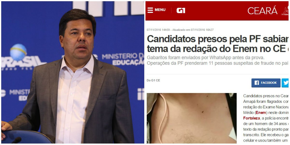Operação da Polícia Federal prendeu 11 pessoas suspeitas de fraude no Exame Nacional do Ensino Médio (Enem), aplicado neste fim de semana em todo o País; candidatos presos em Fortaleza (CE) e em Macapá (AP) sabiam do tema da redação - um deles tinha o tema no bolso e o texto da redação pronto para ser transcrito; ele também usou um ponto eletrônico dentro da sala; gabaritos foram compartilhados pelos candidatos via WhatsApp uma hora antes da prova; "Essa prova foi vazada de alguma forma", disse nesta segunda-feira 7 a delegada da PF Fernanda Coutinho, coordenadora regional do Enem no Ceará (Foto: Gisele Federicce) Operação da Polícia Federal prendeu 11 pessoas suspeitas de fraude no Exame Nacional do Ensino Médio (Enem), aplicado neste fim de semana em todo o País; candidatos presos em Fortaleza (CE) e em Macapá (AP) sabiam do tema da redação - um deles tinha o tema no bolso e o texto da redação pronto para ser transcrito; ele também usou um ponto eletrônico dentro da sala; gabaritos foram compartilhados pelos candidatos via WhatsApp uma hora antes da prova; "Essa prova foi vazada de alguma forma", disse nesta segunda-feira 7 a delegada da PF Fernanda Coutinho, coordenadora regional do Enem no Ceará