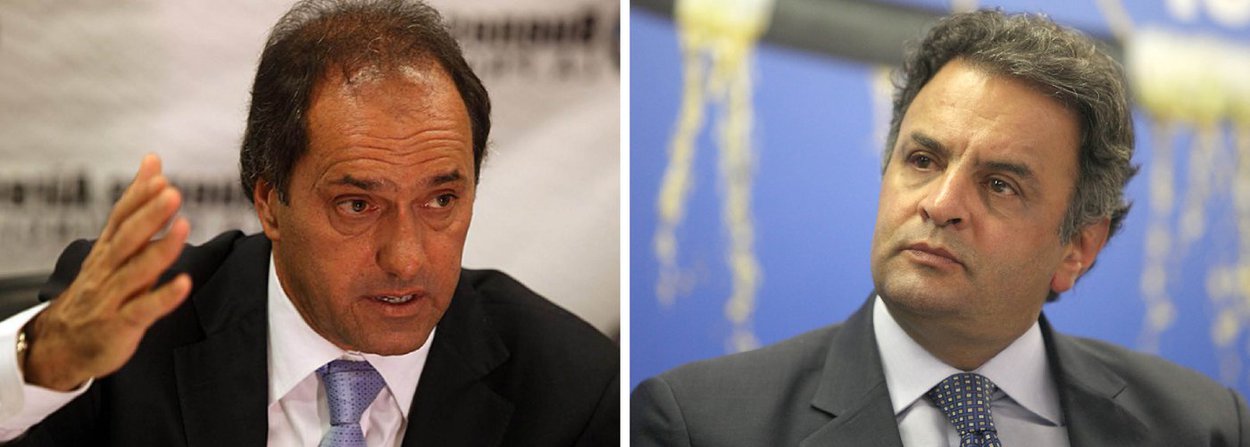 O tucano Aécio Neves deveria seguir o exemplo de Carlos Scioli, que perdeu a eleição na Argentina, e reconhecer a derrota; quem diz isso é o jornalista Fernando Brito, do Tijolaço; "Mesmo que a vitória de Maurício Macri tenha sido por meros 1,8% de diferença, ou 700 mil votos, ninguém questiona por isso a sua legitimidade. Aqui, há um ano, a diferença foi quase o dobro, percentualmente: 3,28% dos votos. Numericamente, quase 3,4 milhões de eleitores, cinco vezes aquela diferença. Mas não tem ninguém se proclamando “presidente da metade dos argentinos”. A horas que se seguem a uma eleição não são de debate político, mas de reverência à vontade dos eleitores", pontua (Foto: Valter Lima) O tucano Aécio Neves deveria seguir o exemplo de Carlos Scioli, que perdeu a eleição na Argentina, e reconhecer a derrota; quem diz isso é o jornalista Fernando Brito, do Tijolaço; "Mesmo que a vitória de Maurício Macri tenha sido por meros 1,8% de diferença, ou 700 mil votos, ninguém questiona por isso a sua legitimidade. Aqui, há um ano, a diferença foi quase o dobro, percentualmente: 3,28% dos votos. Numericamente, quase 3,4 milhões de eleitores, cinco vezes aquela diferença. Mas não tem ninguém se proclamando “presidente da metade dos argentinos”. A horas que se seguem a uma eleição não são de debate político, mas de reverência à vontade dos eleitores", pontua