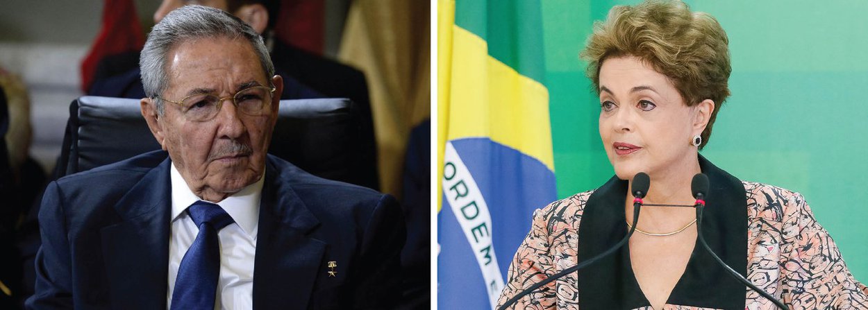 O presidente Raúl Castro, expressou seu apoio à presidente Dilma Rousseff, que, segundo ele, enfrenta um "golpe parlamentar"; "Reiteramos a solidariedade de Cuba ao povo brasileiro e à presidente constitucional Dilma Rousseff, que enfrenta um golpe parlamentar", disse Castro nesta terça (19); para ele, a abertura de processo de impeachment contra Dilma foi "organizado pela direita oligárquica e neoliberal e incentivada pelo imperialismo contra os progressos políticos e econômicos conquistados durante os governos do Partido dos Trabalhadores" (Foto: Valter Lima) O presidente Raúl Castro, expressou seu apoio à presidente Dilma Rousseff, que, segundo ele, enfrenta um "golpe parlamentar"; "Reiteramos a solidariedade de Cuba ao povo brasileiro e à presidente constitucional Dilma Rousseff, que enfrenta um golpe parlamentar", disse Castro nesta terça (19); para ele, a abertura de processo de impeachment contra Dilma foi "organizado pela direita oligárquica e neoliberal e incentivada pelo imperialismo contra os progressos políticos e econômicos conquistados durante os governos do Partido dos Trabalhadores"
