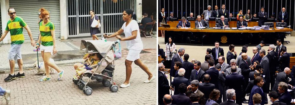 Protagonista da foto que viralizou durante as manifestações contra a corrupção e a presidente Dilma Rousseff, a babá Maria Angélica Lima não viu problema em estar a trabalho no dia das manifestações e diz que a solução não passa só por tirar a presidente Dilma Rousseff; "A solução do Brasil começa por mudar o Congresso todo", afirma. "A presidente Dilma saindo, quem entrar vai continuar roubando. O Brasil é assim. Quem está com dinheiro, como os políticos, vai continuar tudo bem. A gente que vai sempre levar a pior", afirma (Foto: Aquiles Lins) Protagonista da foto que viralizou durante as manifestações contra a corrupção e a presidente Dilma Rousseff, a babá Maria Angélica Lima não viu problema em estar a trabalho no dia das manifestações e diz que a solução não passa só por tirar a presidente Dilma Rousseff; "A solução do Brasil começa por mudar o Congresso todo", afirma. "A presidente Dilma saindo, quem entrar vai continuar roubando. O Brasil é assim. Quem está com dinheiro, como os políticos, vai continuar tudo bem. A gente que vai sempre levar a pior", afirma