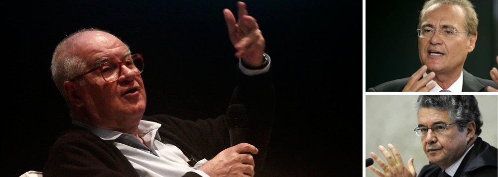 Para o colunista Elio Gaspari, a decisão do ministro Marco Aurélio Mello, do Supremo Tribunal Federal, que determinou o afastamento de Renan Calheiros (PMDB) da presidência do Senado foi "um favor ao Congresso Nacional"; "A resposta desta terça (6) da Mesa do Senado, com o seu "Fica, Renan", insinua um confronto. O plenário do Supremo deverá apreciar a decisão de Marco Aurélio. Se for confirmada, quem irá para a rua defender os senadores?", questiona (Foto: Aquiles Lins) Para o colunista Elio Gaspari, a decisão do ministro Marco Aurélio Mello, do Supremo Tribunal Federal, que determinou o afastamento de Renan Calheiros (PMDB) da presidência do Senado foi "um favor ao Congresso Nacional"; "A resposta desta terça (6) da Mesa do Senado, com o seu "Fica, Renan", insinua um confronto. O plenário do Supremo deverá apreciar a decisão de Marco Aurélio. Se for confirmada, quem irá para a rua defender os senadores?", questiona