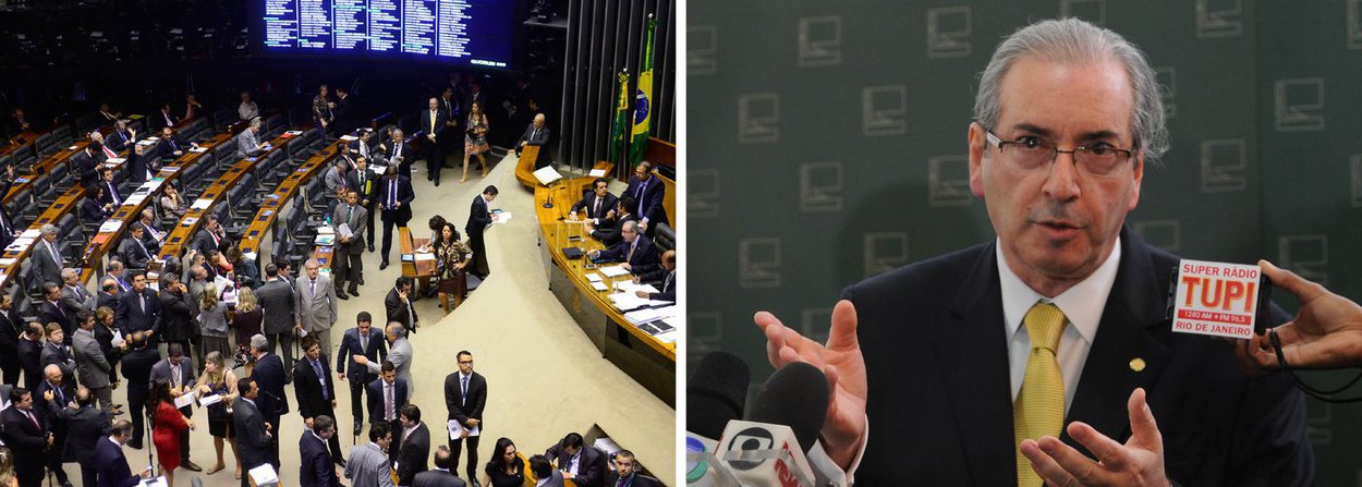 O presidente da Câmara, Eduardo Cunha (PMDB-RJ) foi alvo de protesto nesta quarta (21) no Salão Verde; aos gritos de “fora, Cunha” e “Vá para a Suíça”, os manifestantes, com máscaras de papel com a foto do parlamentar, pediram sua saída da presidência da Casa; o protesto ocorreu pouco antes de Cunha ser homenageado pelo PMDB, que o incluiu na galeria de ex-líderes, com a participação de parlamentares do Psol, PT e PR; durante o protesto, Cunha ficou em silêncio; posteriormente, disse que a manifestação “faz parte do ambiente democrático” (Foto: Valter Lima) O presidente da Câmara, Eduardo Cunha (PMDB-RJ) foi alvo de protesto nesta quarta (21) no Salão Verde; aos gritos de “fora, Cunha” e “Vá para a Suíça”, os manifestantes, com máscaras de papel com a foto do parlamentar, pediram sua saída da presidência da Casa; o protesto ocorreu pouco antes de Cunha ser homenageado pelo PMDB, que o incluiu na galeria de ex-líderes, com a participação de parlamentares do Psol, PT e PR; durante o protesto, Cunha ficou em silêncio; posteriormente, disse que a manifestação “faz parte do ambiente democrático”